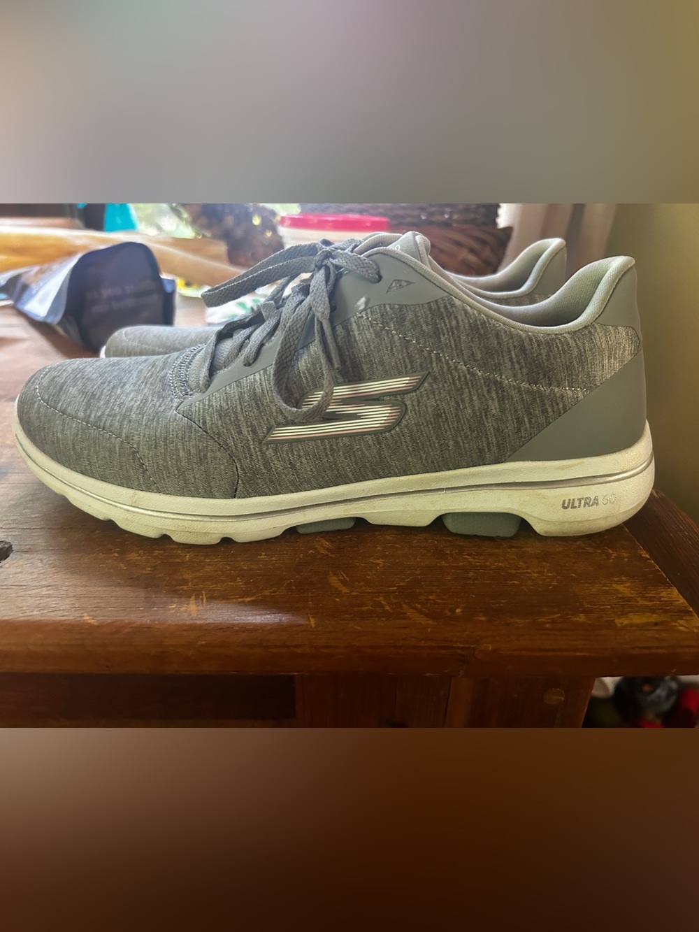 Skechers Women’s Gray Ultra Go Lace-Up Sneaker